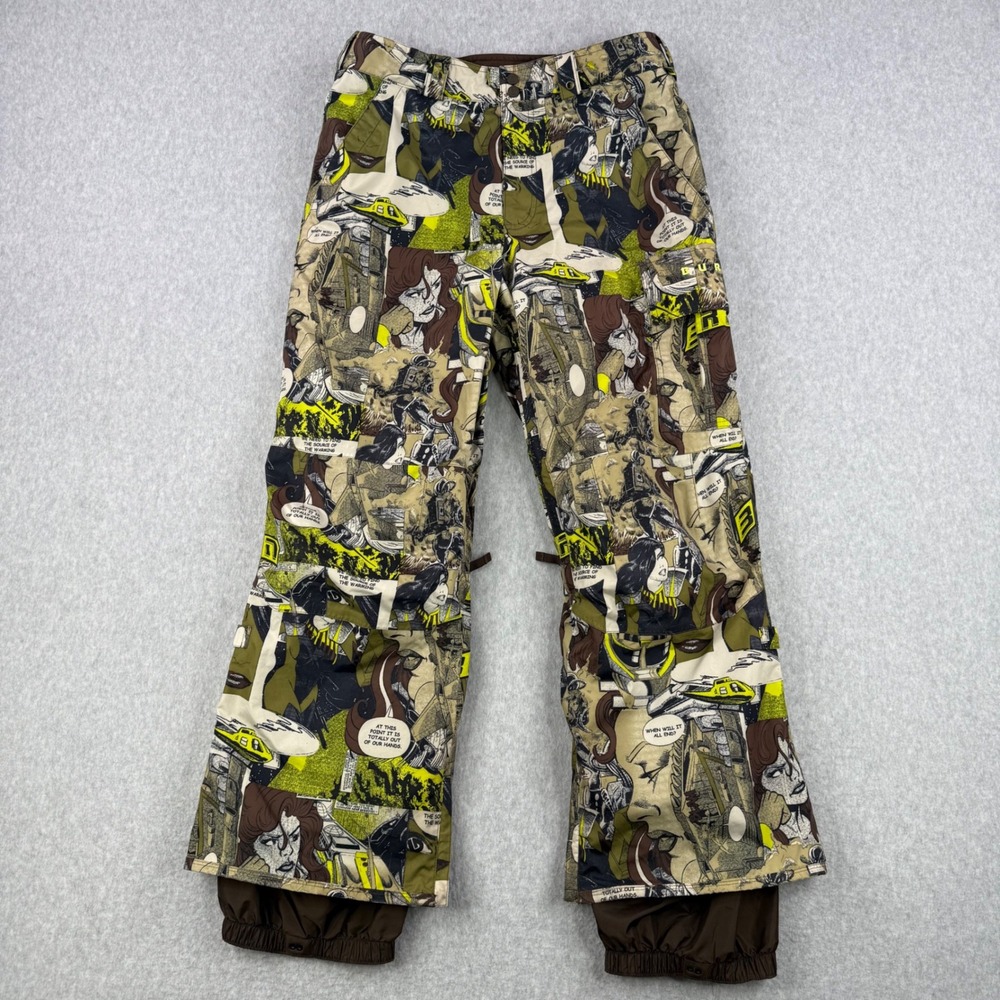 Burton Snowboard Pants Mens Medium DryRide Comic Print Cargo Ski Trousers